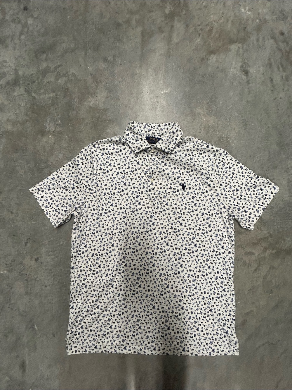 Polo by Ralph Lauren White Polo Shirt with Navy Floral Print